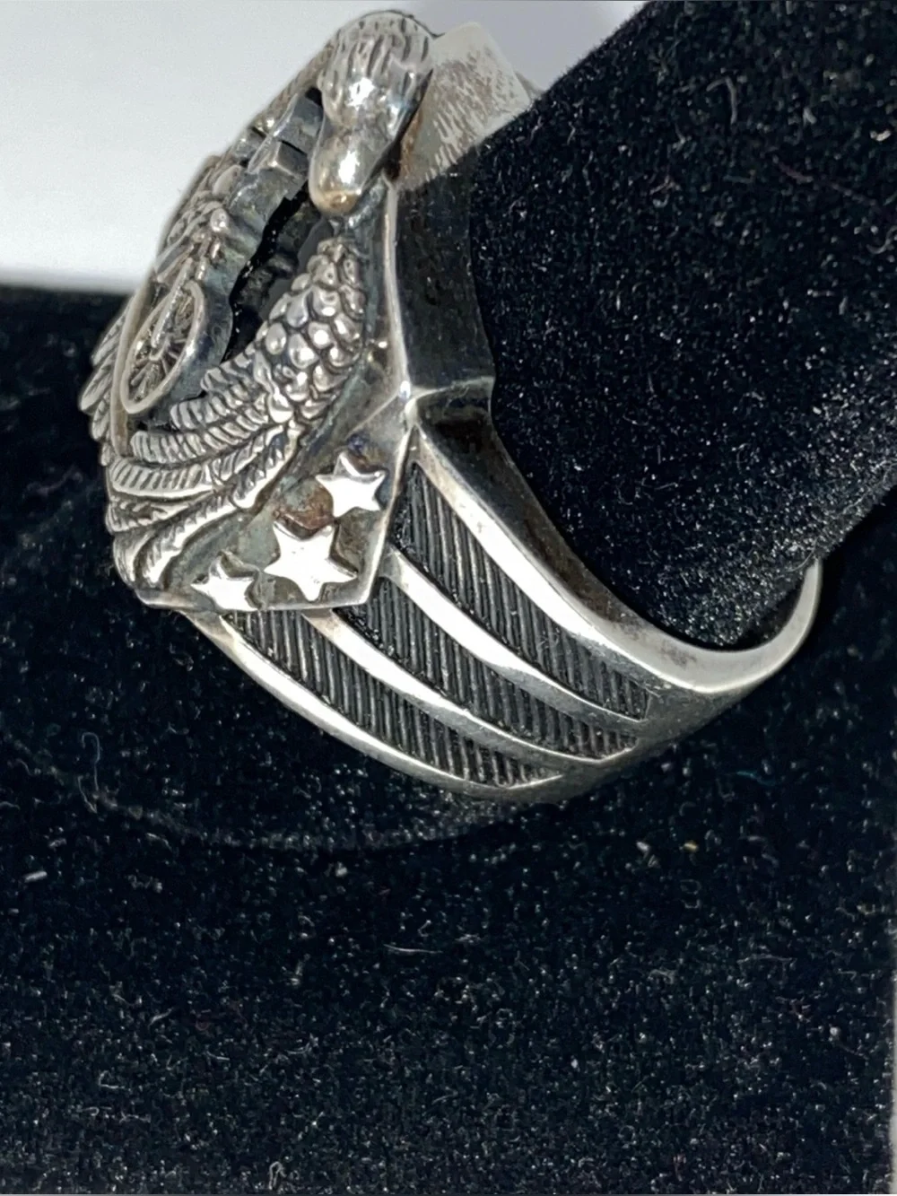 925, Sterling Silver Bradford Exchange Eagle Motorcycle Ring Size 11 Ride Hard